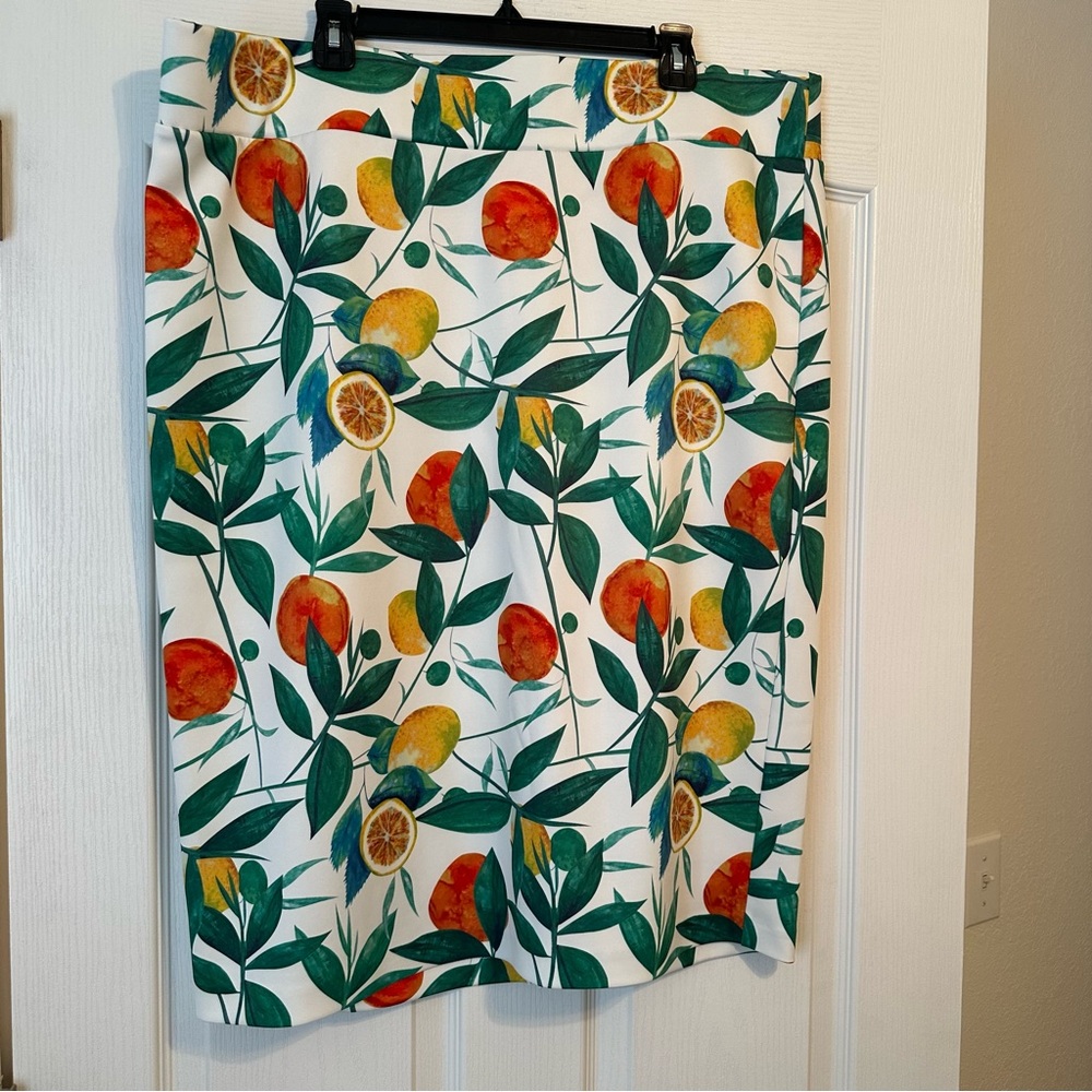 Eloquii Citrus Print Pencil Skirt